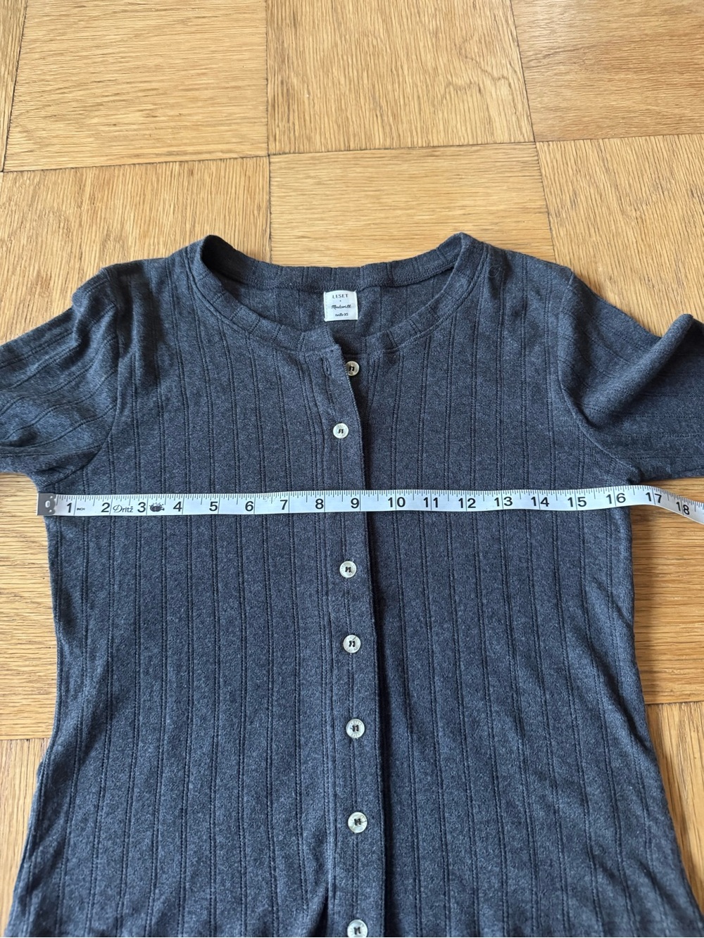 Leset x Madewell Gray Ribbed Button Down Top Long Sleeve Cotton Cardigan - Picture 6 of 7